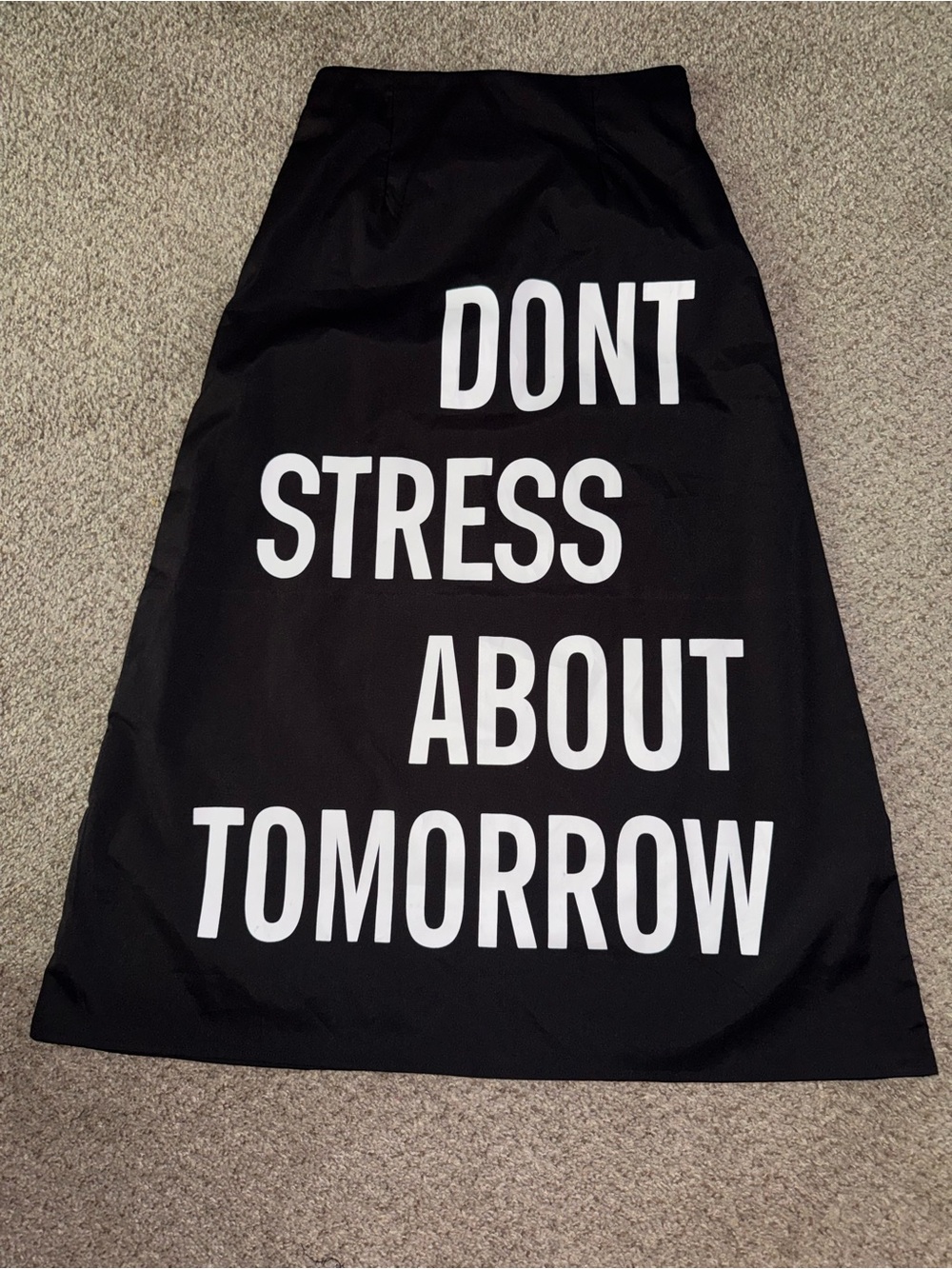 SHEIN Black Midi Skirt with White Slogan